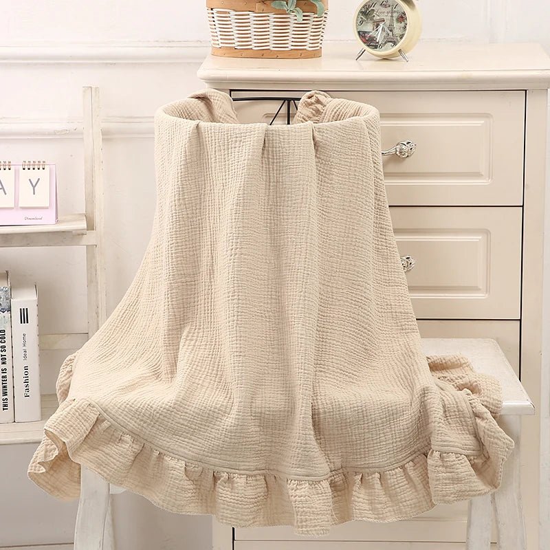 Organic Cotton Baby Wrap: Soft and warm Gauze Ruffle newborn Blanket.