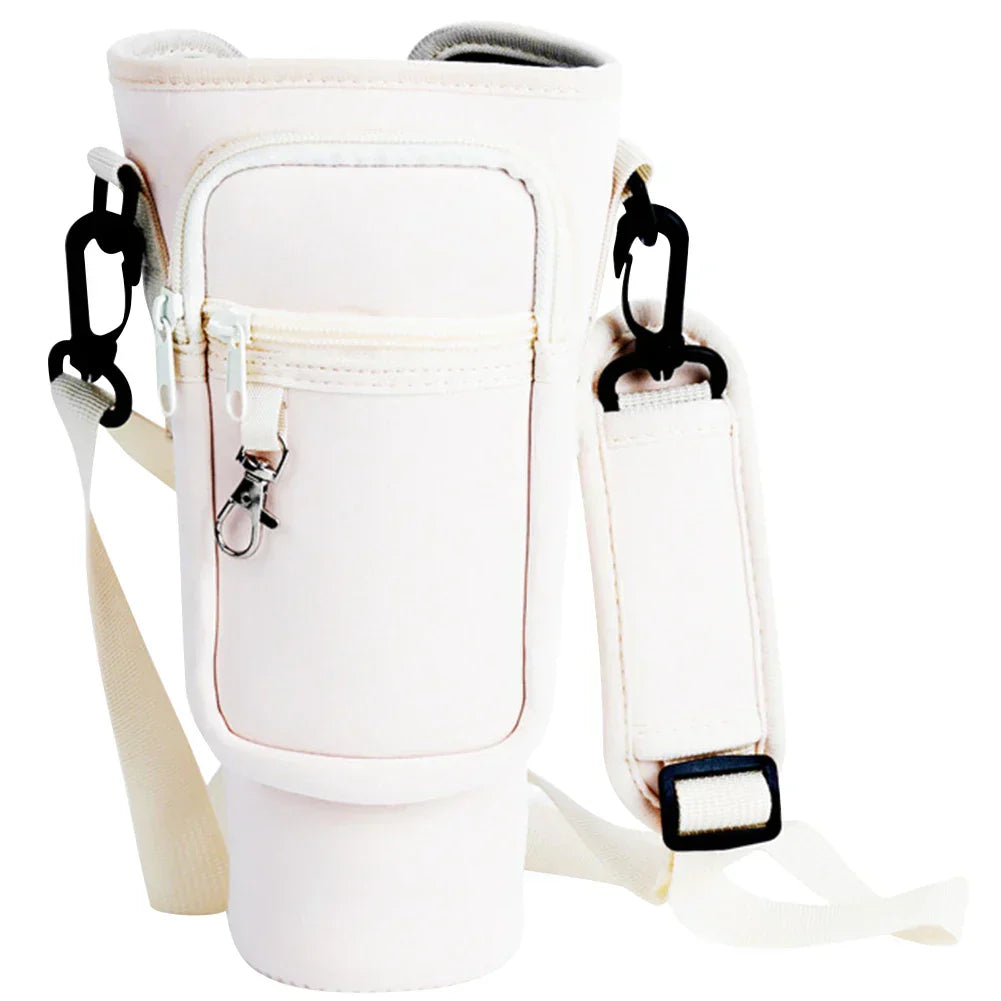 Water Bottle Bag Holder - Portable Travel Pouch with Adjustable Strap