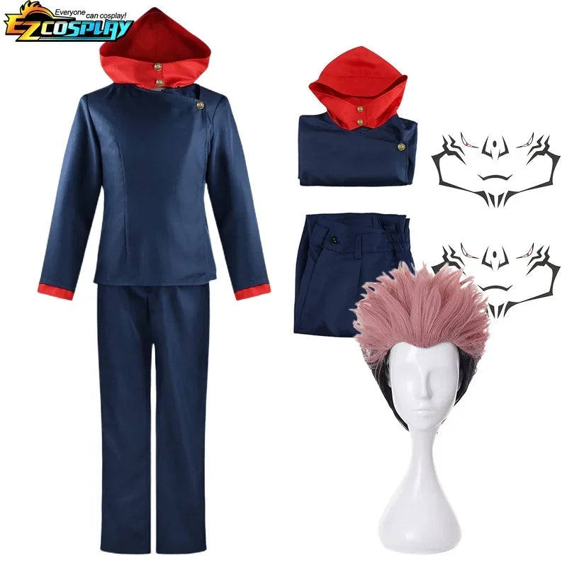 Anime Jujutsu Kaisen Itadori Yuji Cosplay Costume For Men Itadori Yuji Shirt Uniform Suit Halloween Carnival Party Outfit