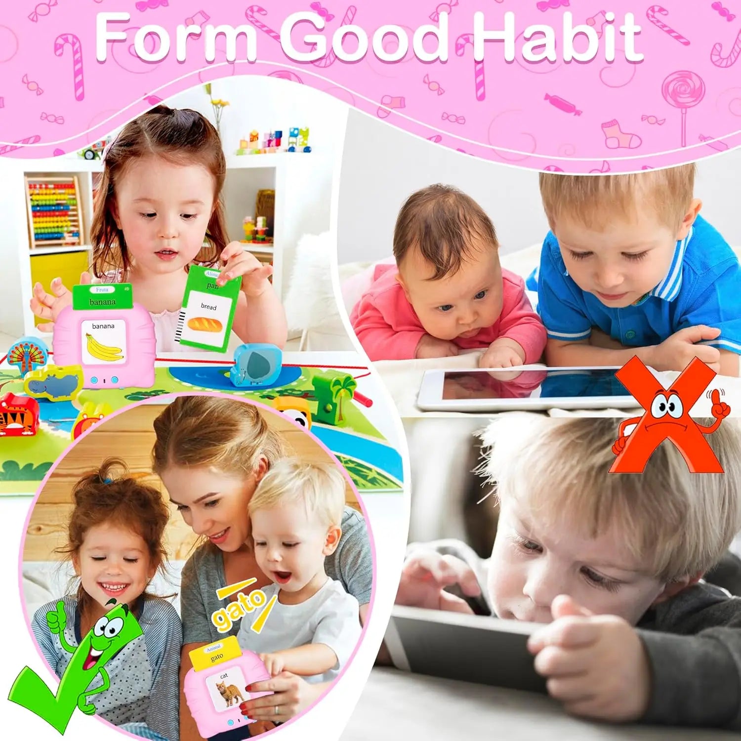 510 Spanish Flash Cards for Kids – Montessori Learning Toy for Toddlers