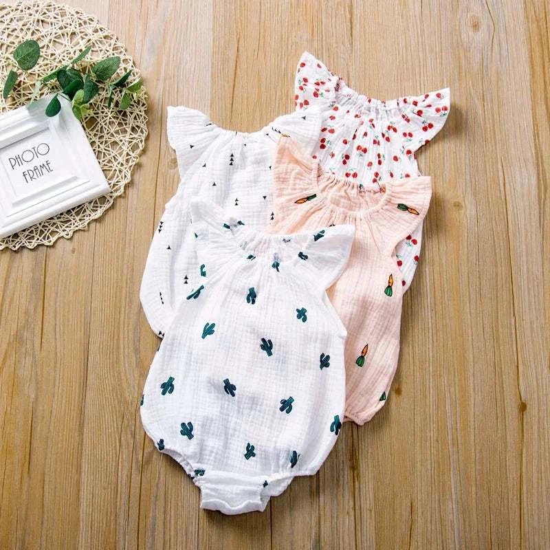 Baby Girl Romper Jumpsuit - Summer Muslin Cotton Linen Infant Playsuit