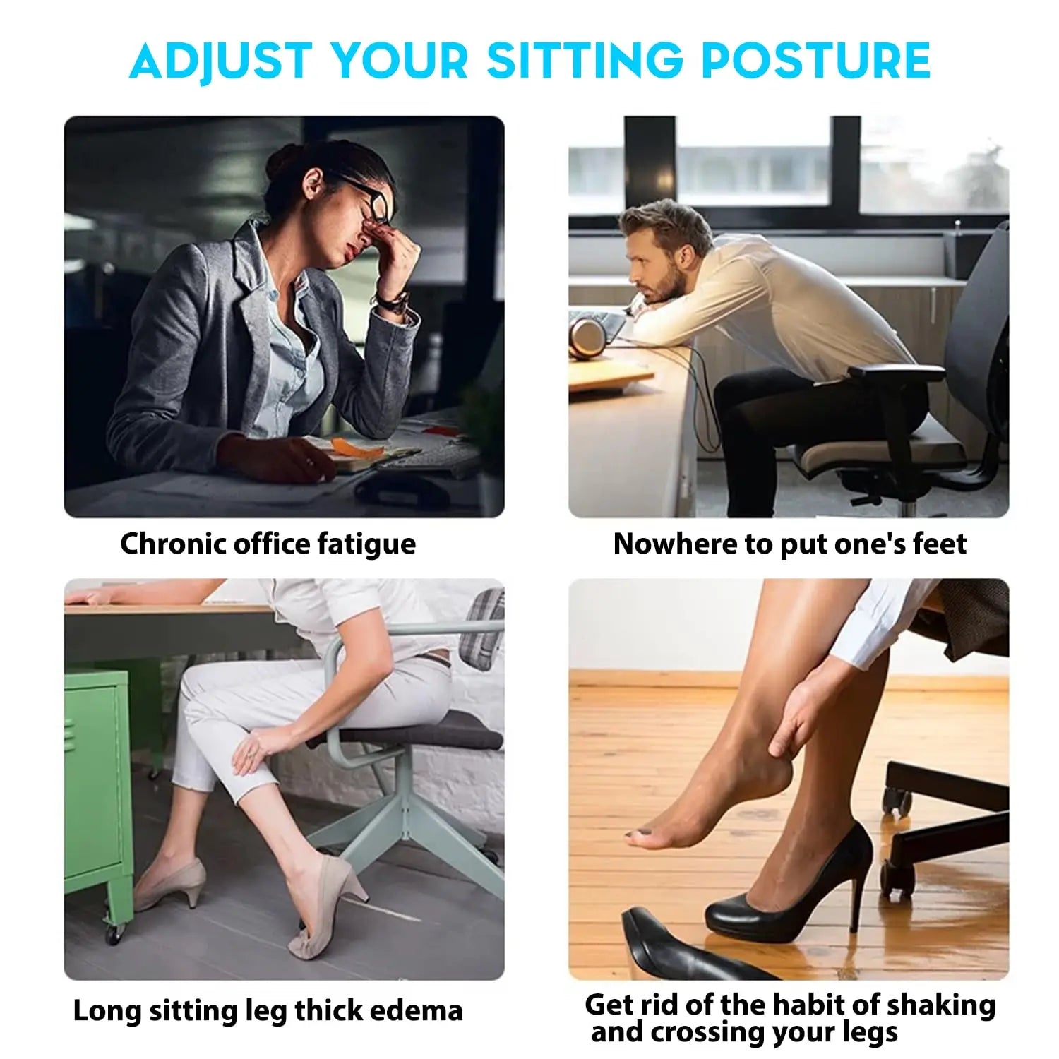 Portability Footrest Foot Rest Under Desk Ergonomic Foot Stool With 180 Degree Swing Massage Rollers Foot Rest For Home Office