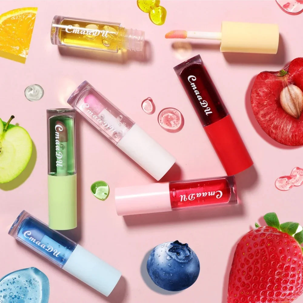 6pcs Set Fruit Lipgloss Nourishes Color Chaging Lip Gloss Repair Your Lip Skin Moisturizing Lip Oil Makeup Lip Glaze Set ﻿