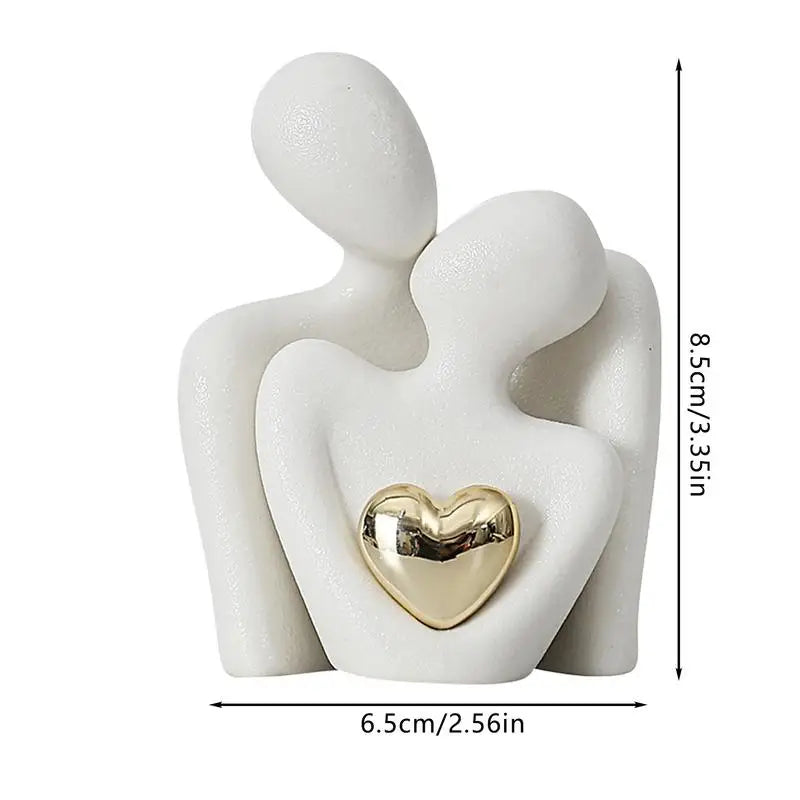 Hugging Couple Statue Ceramic Lover Figurine Home Decor Abstract Modern Sculpture