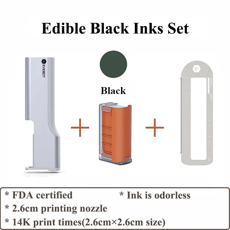 Evebot Food-grade Portable PrintPen Handheld Inkjet Printer Printing Pen Perfect for Coffee Macarons Cakes Personalized Designs