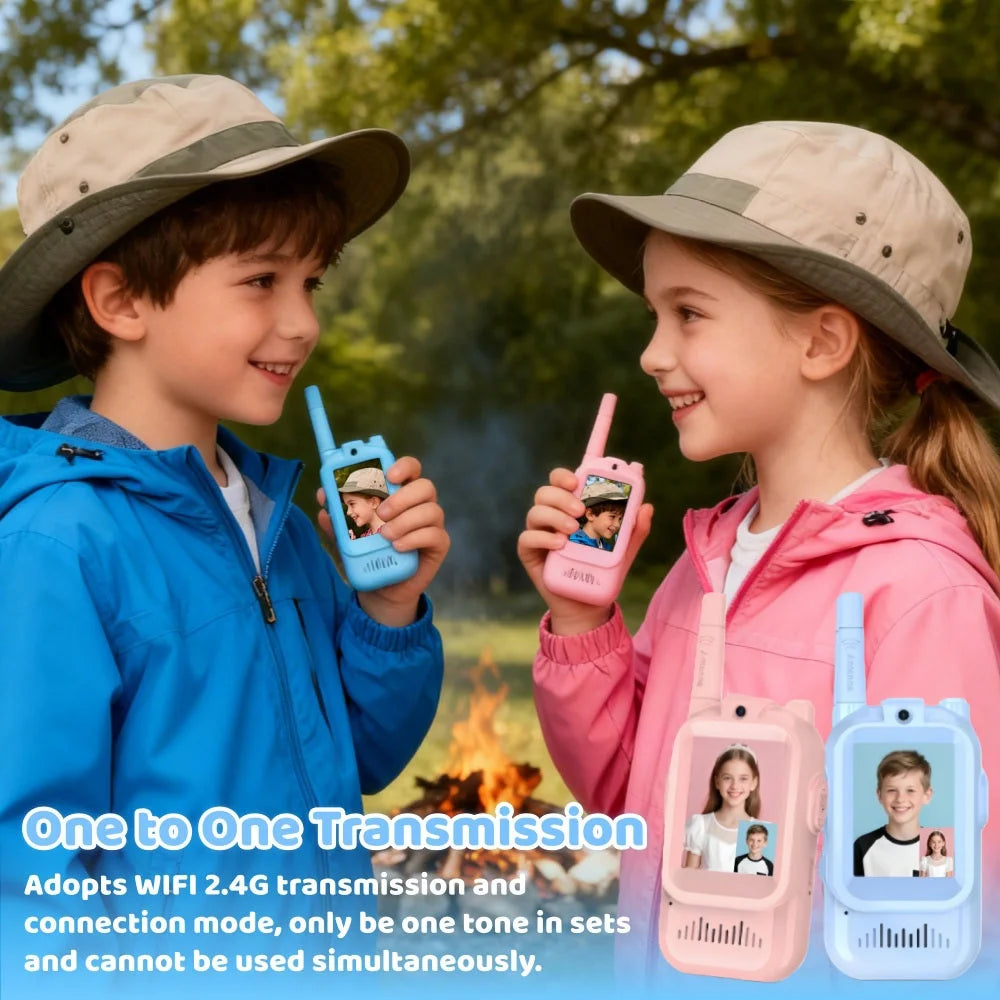 2PCS Video Walkie Talkie For Kids 2-inch HD Screen Rechargeable Toys for Indoor Camping Travel Birthday Gfits for Kids Ages 3-12