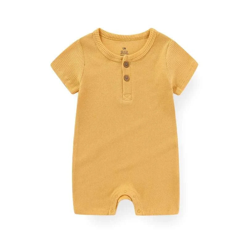  Cotton Baby Romper | Solid Short Sleeve Jumpsuit | 100% Soft Cotton