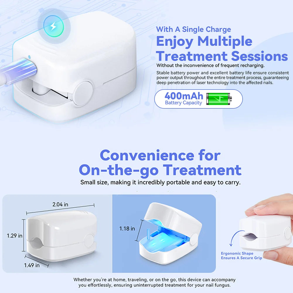 Portable Grey Nail Assist Tool UV Professional Nail Fungus Cleaning Laser Device Nail Phototherapy Lamp Type-C Charging Wholesal