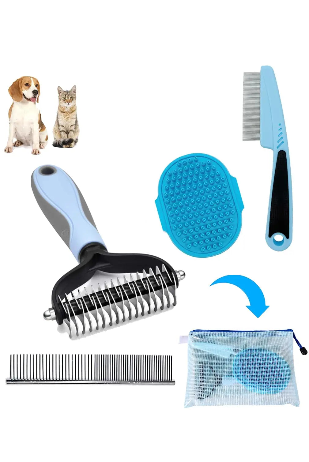 Dog Comb Dog Grooming suit 5 Piece Set Dog Brush for Grooming Dog Brush Dog Hair Comb and Dog Brush suit