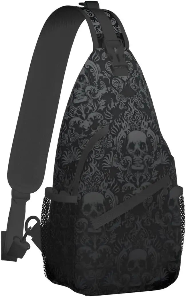 Colorful Skull Sling Backpack Trendy Sling Bag Multipurpose Crossbody Sling Travel Hiking Chest Bag Shoulder Backpack