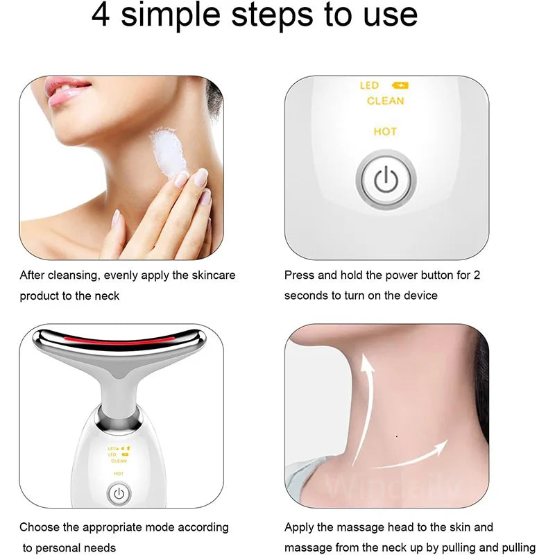 Microcurrent Face & Neck Lifting Massager – LED Photon Therapy Beauty Device