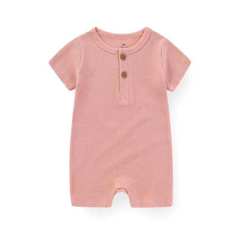 Cotton Baby Romper | Solid Short Sleeve Jumpsuit | 100% Soft Cotton