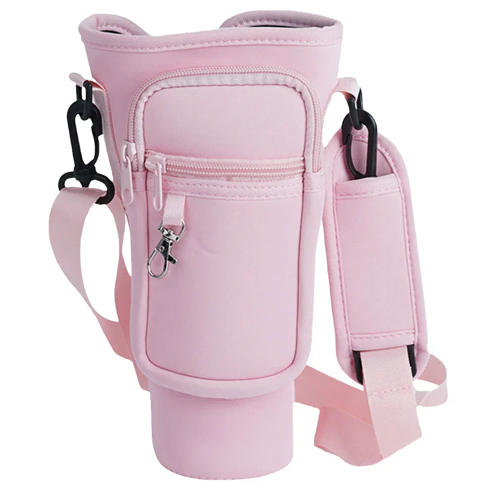 Water Bottle Bag Holder - Portable Travel Pouch with Adjustable Strap