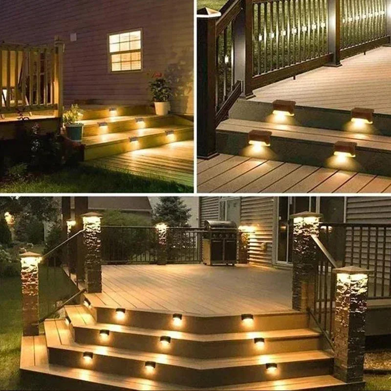 Solar Deck Lights 8 Pack Outdoor Step Lights Waterproof Led Solar Lights for Railing Stairs Step Fence Yard Patio and Pathway