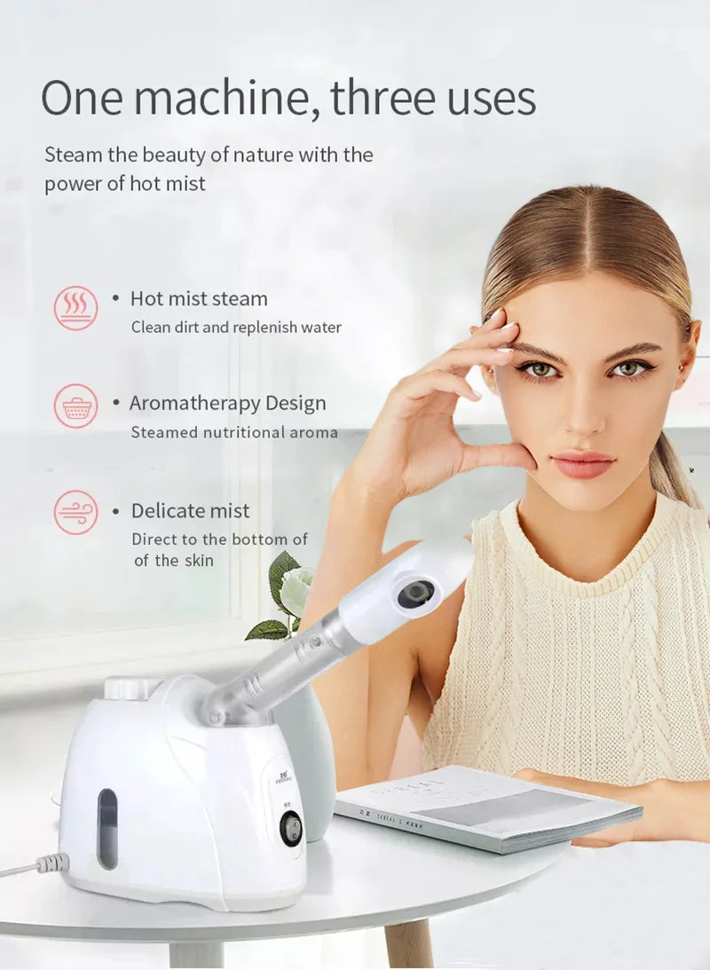 Facial Steamer Warm Mist for Deep Cleaning | Professional Face Vaporizer Humidifier for Home & Spa Skin Care