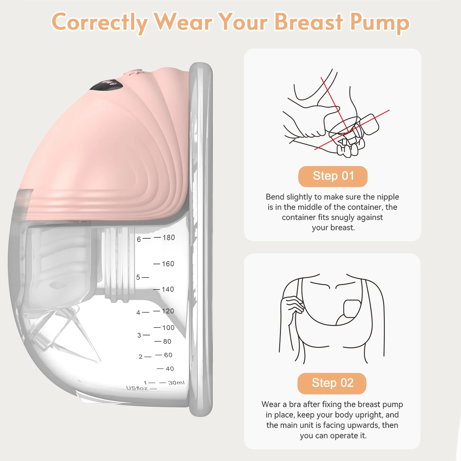 Wearable Breast Pump Hands-Free | Electric Portable Silent BPA-Free Breast Pump Milk Collector
