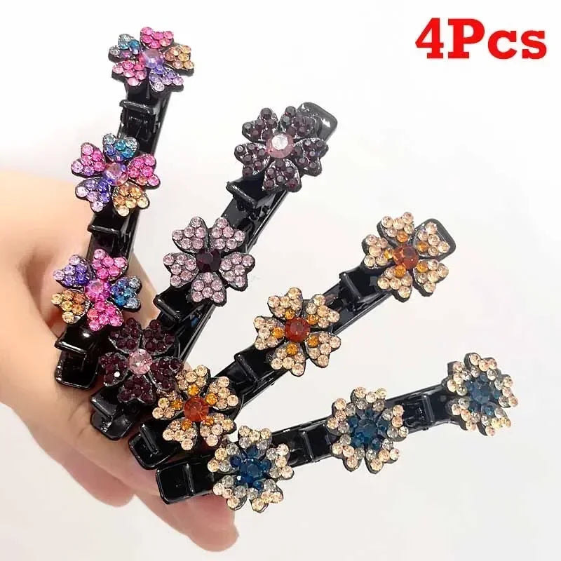 2/4pcs Korean Fixed Headband Hairpin – Double Layer Braided Hair Hoop for Effortless Style