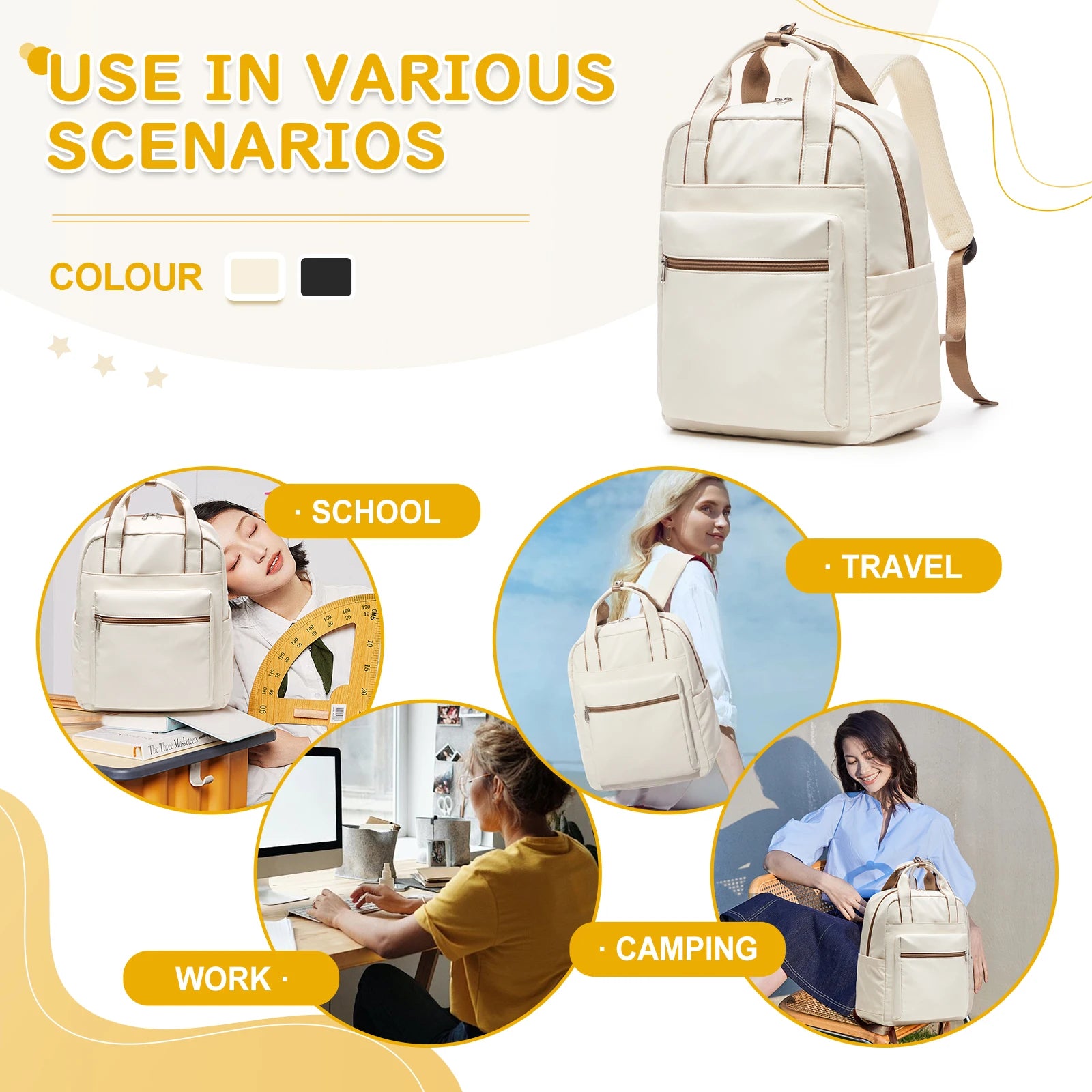Women's Backpack Fashion Simple Travel Backpack New Shoulder Bag Commuting Teenager Girls Casual College Backpack Ins Laptop Bag
