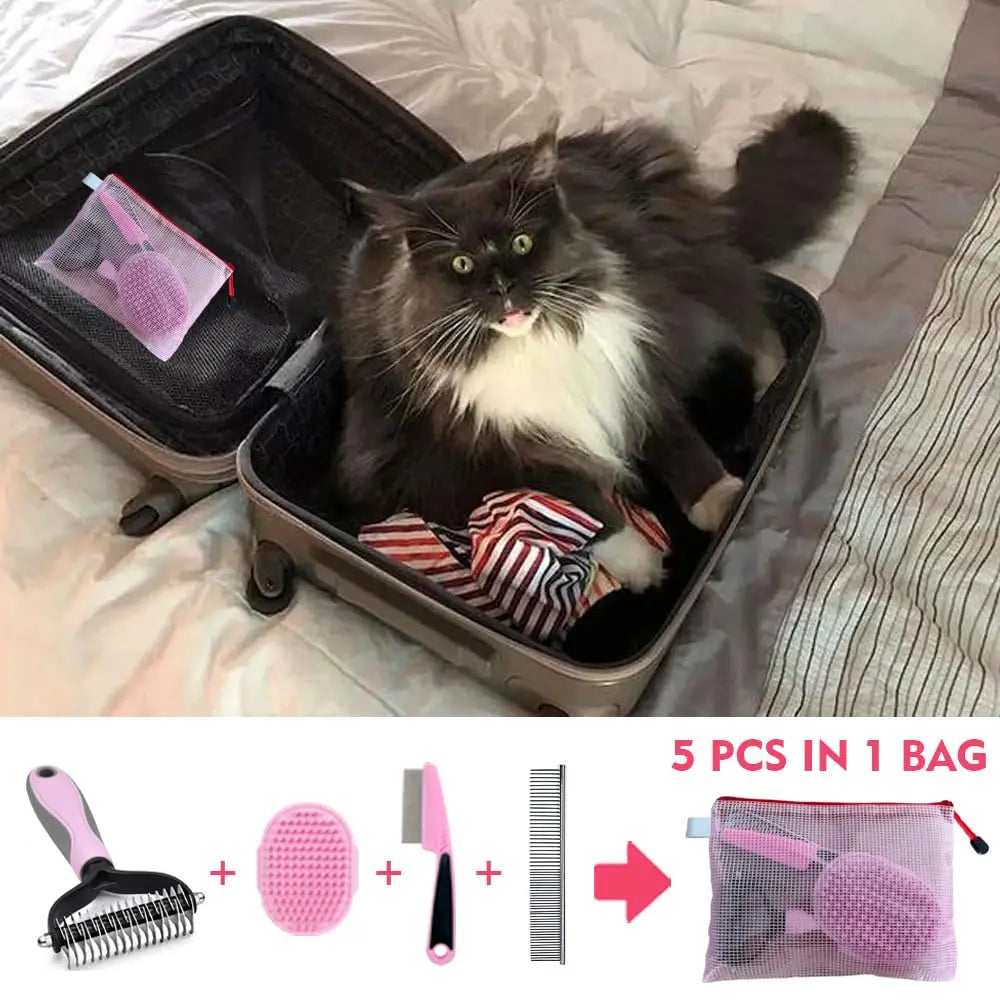 Dog Comb Dog Grooming suit 5 Piece Set Dog Brush for Grooming Dog Brush Dog Hair Comb and Dog Brush suit