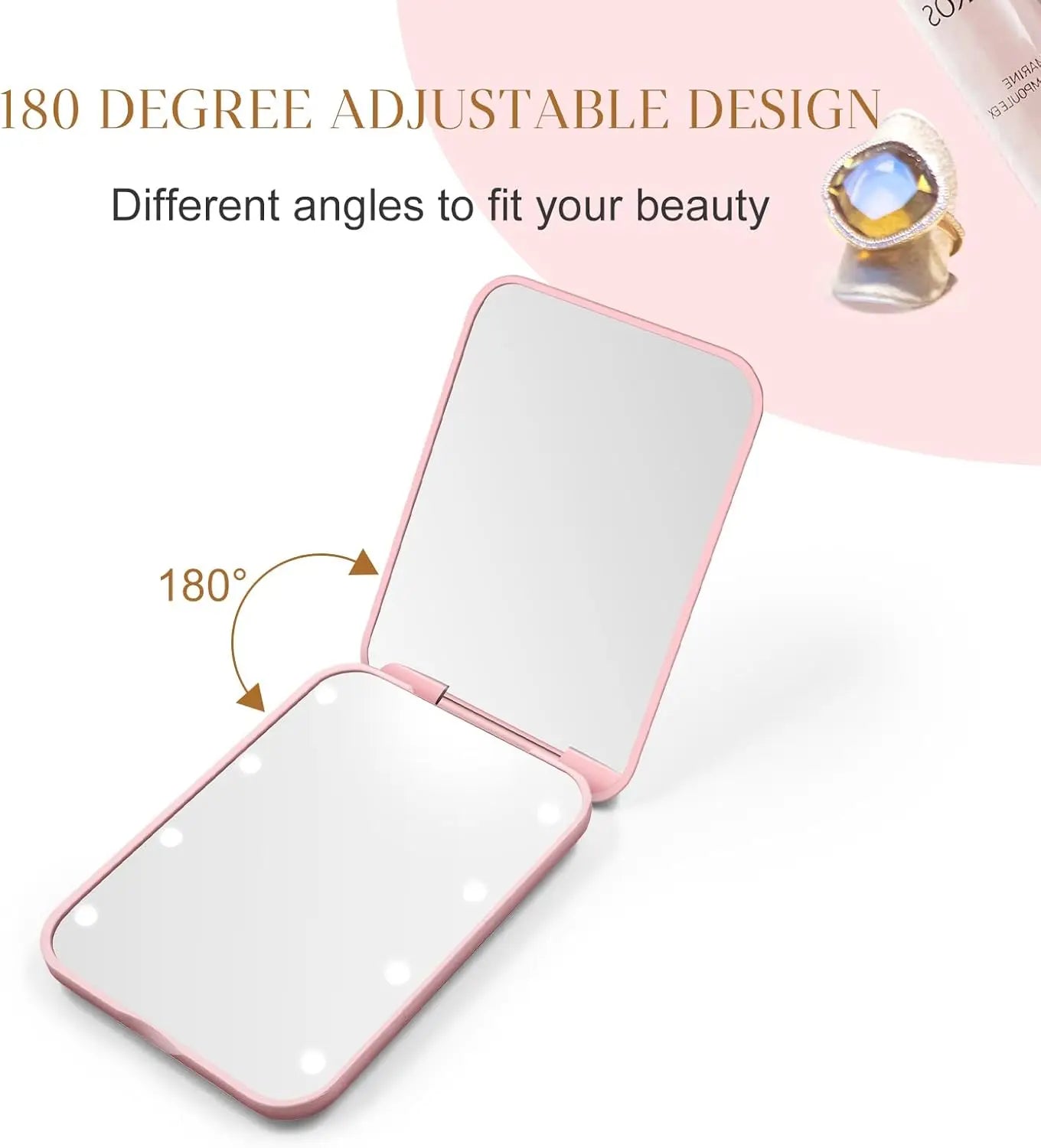 Pocket Mirror, 1X/3X Magnification Compact Travel Makeup Vanity Mirror with Led Lights