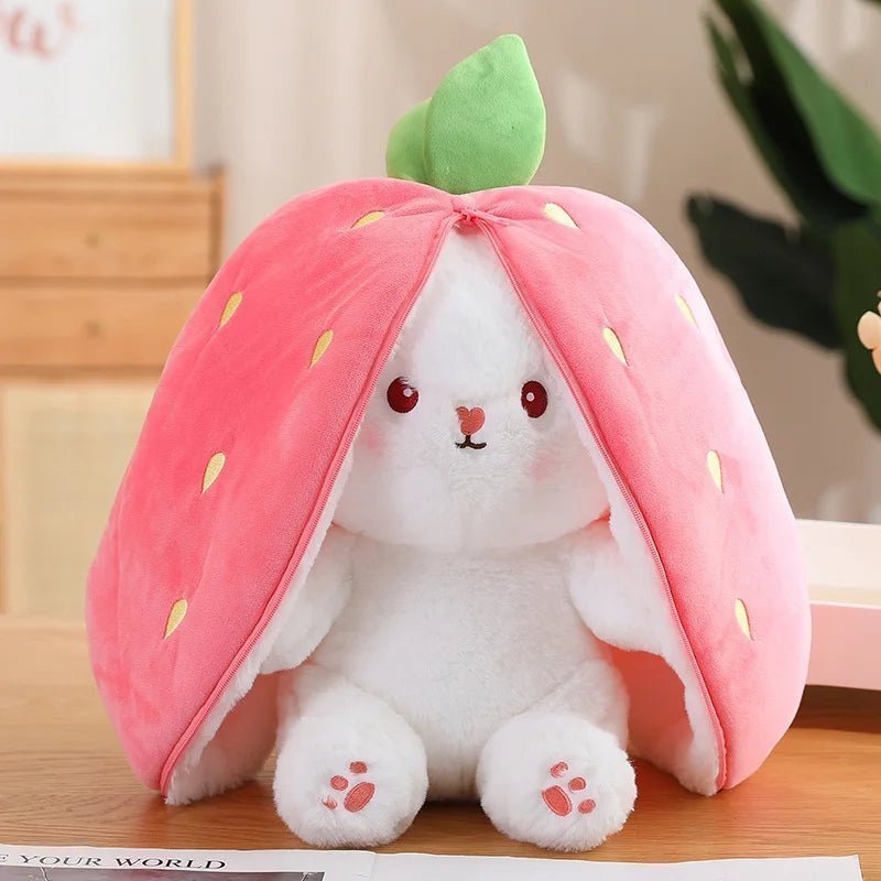 Rabbit Plushie: Magical Transforming Cosplay Strawberry, Carrot Toy! 