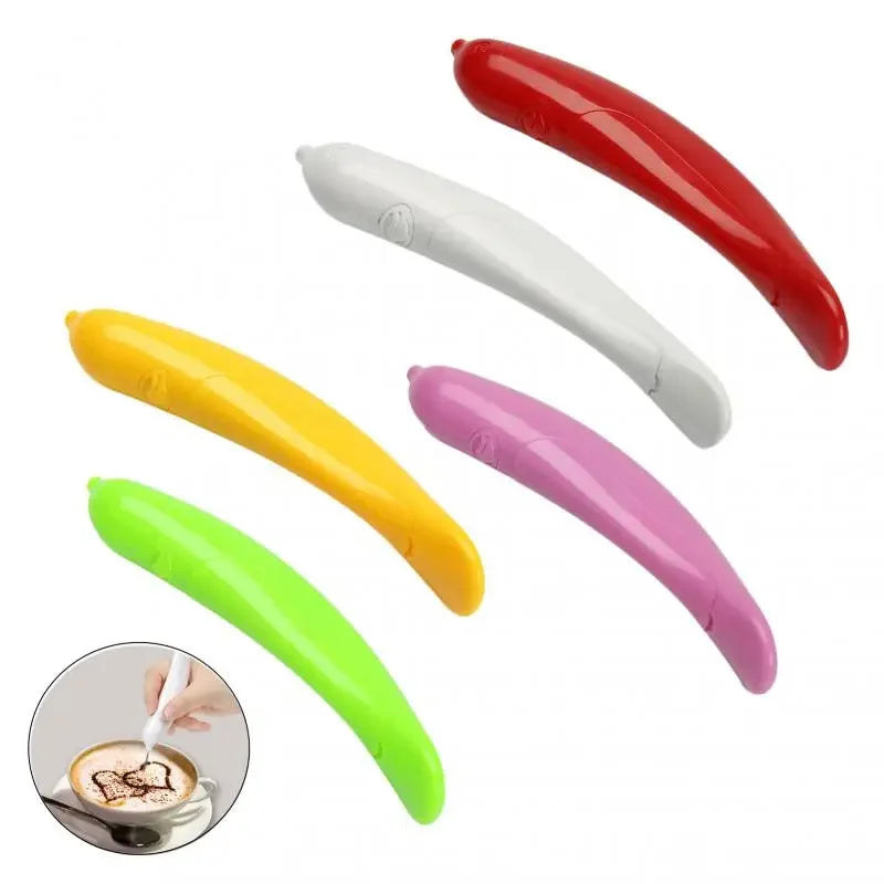 Creative Electrical Coffee Art Pen for Latte, Food Carving Pen Stencils Cake