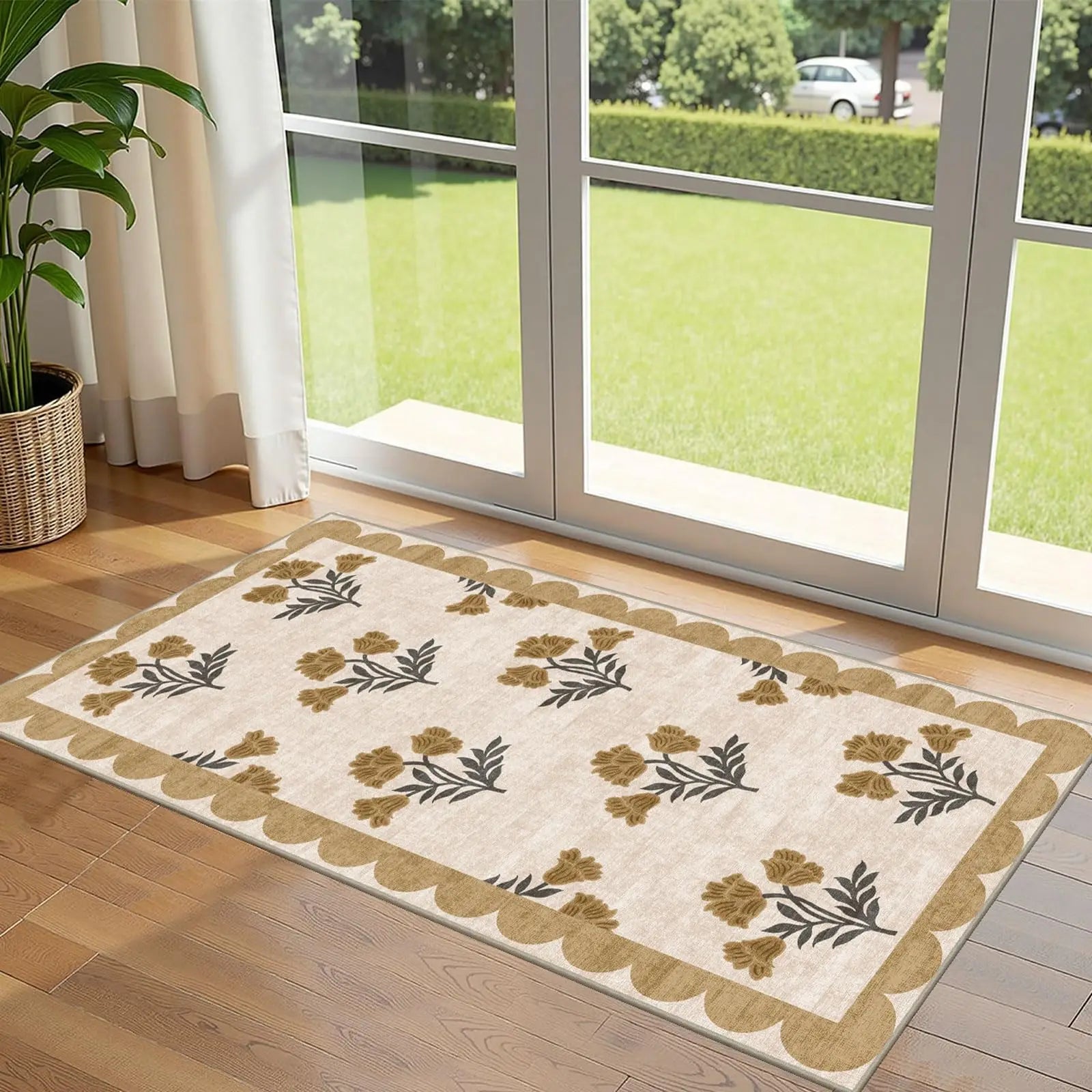 Washable Indoor Outdoor Mats for Front Door Non-Slip Porch Rug Sage Green Vintage Farmhouse Throw Rugs for Living Room Bedroom Entryway Kitchen Office Porch Decor