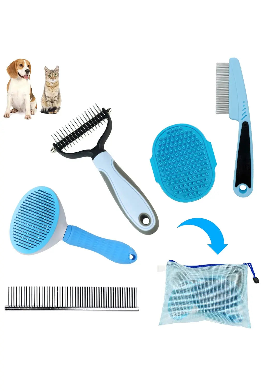 Dog Comb Dog Grooming suit 5 Piece Set Dog Brush for Grooming Dog Brush Dog Hair Comb and Dog Brush suit