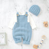 Knitted Newborn Romper-Sleeveless Strap Jumpsuit & Hat Set for Babies