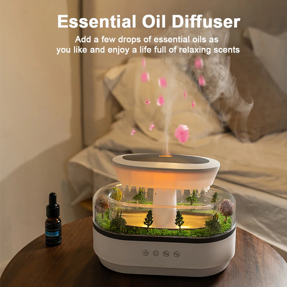 Aroma Humidifier Raindrop Air Humidifier Colorful Light White Noise Essential Oil Diffuser