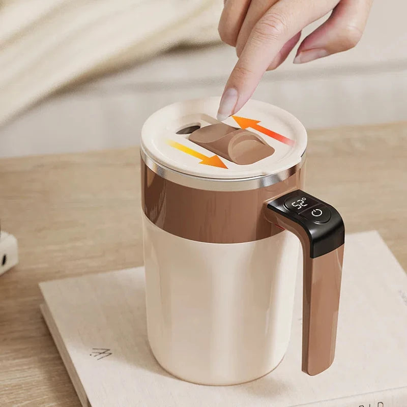 Self Stirring Coffee Mug with Temperature Display | Rechargeable Automatic Cup