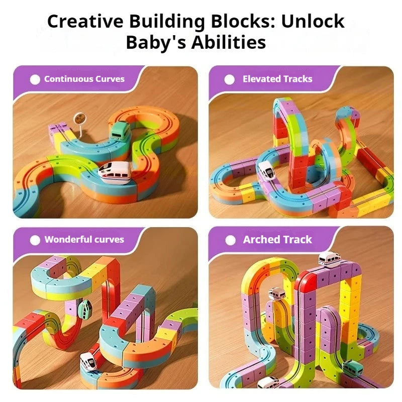 New Children'S Educational Electric Magnetic Levitation Train Track Cube 3d Boy Diy Magnetic Assembly Toys Train Car Xmas Gifts