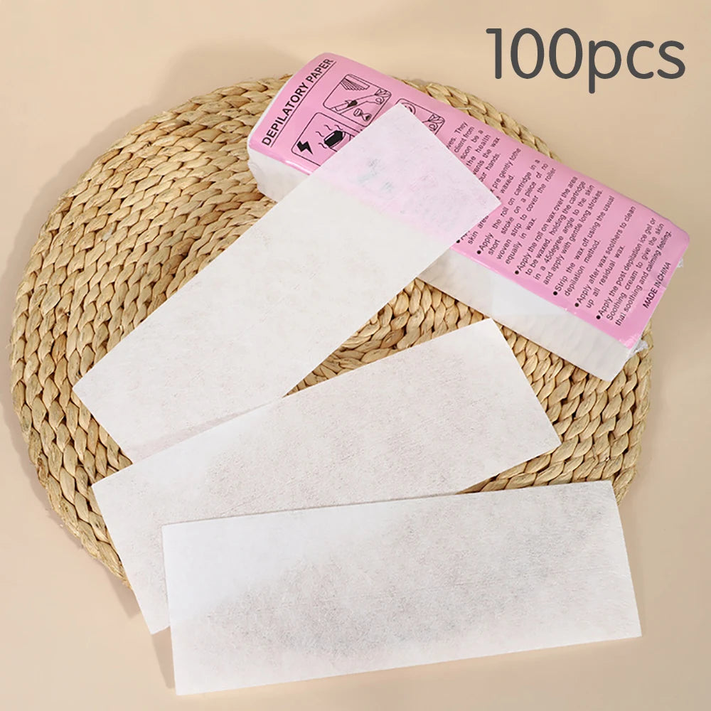 100Pcs Wax Hair Removal Depilation Strips Nonwoven Body Cloth Eyebrow Hair Remove Wax Paper Rolls Epilator Wax Strip Paper