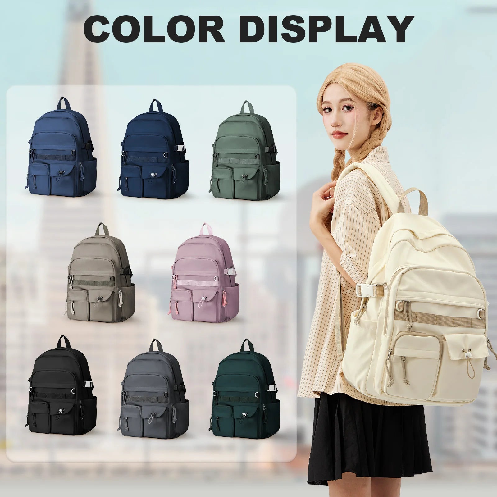 School Backpack for Student,15.6Inch Laptop College Backpack,Lightweight Travel Bookbag for Girls Boys,Waterproof Casual Daypack