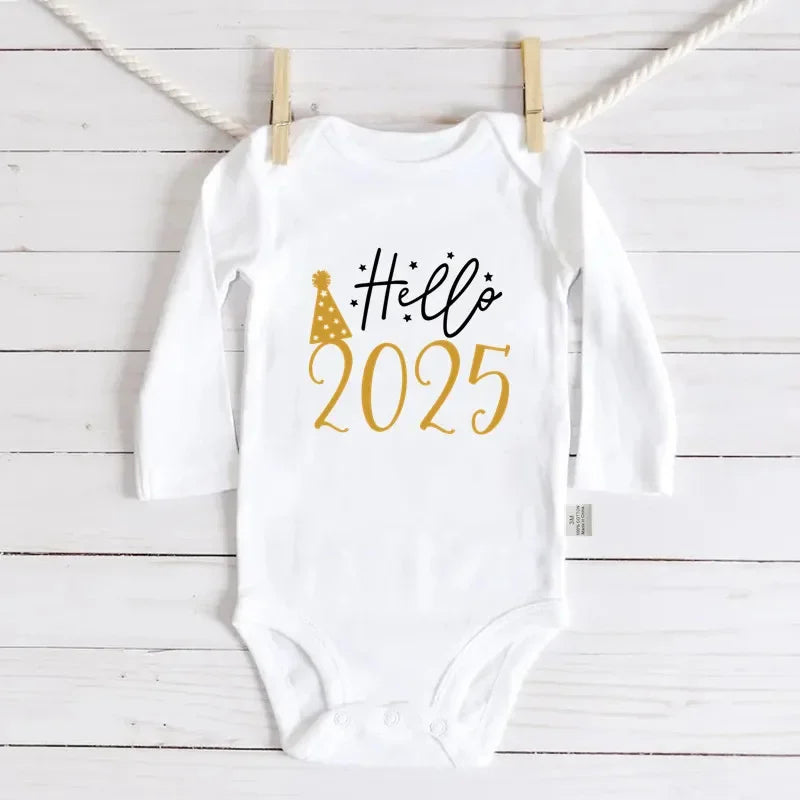 Hello 2025 Baby Bodysuit-Adorable New Year Outfit for Your Little One!