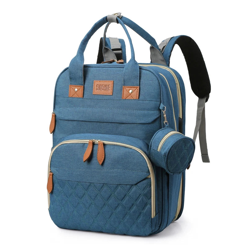 Mother and baby portable, folding bed bag large capacity, travel portable backpack diaper bag nursing bag
