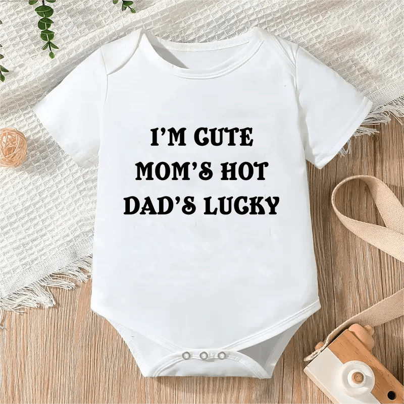 Printable Letters Baby Bodysuit |Cute Short Sleeve Romper for Newborns