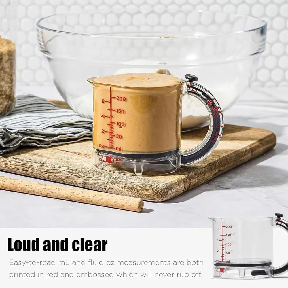 Adjustable 4-In-1 Measuring Cup Multi-Functional Measuring Cup with Scraper-Style Seal Base Measurings Cube Cups for Cooking