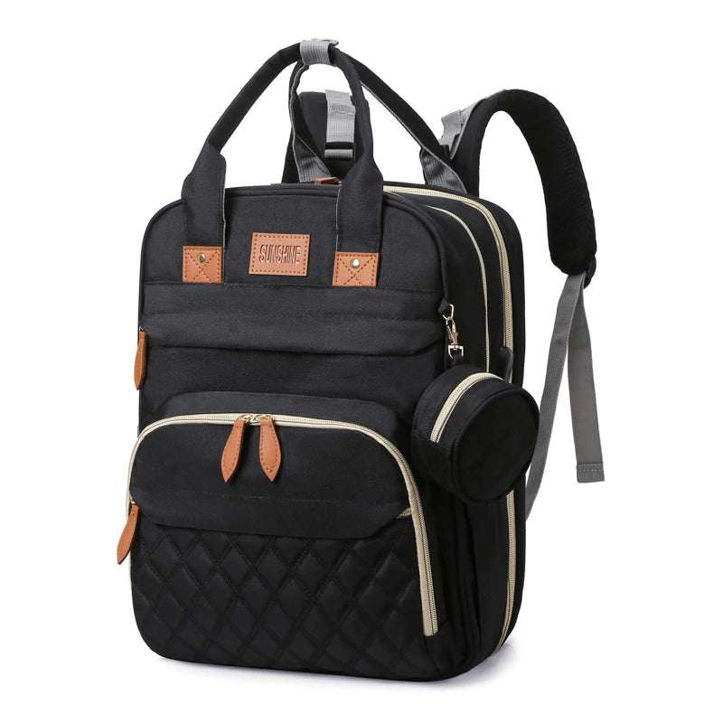 Mother and baby portable, folding bed bag large capacity, travel portable backpack diaper bag nursing bag