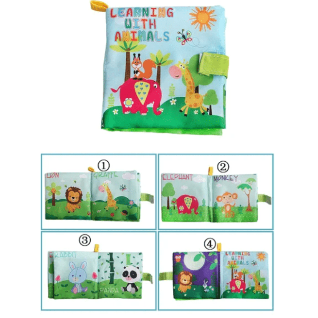 Baby Book 0-12 Months Cloth Book, Fruits & Animals, Early Learning Toy